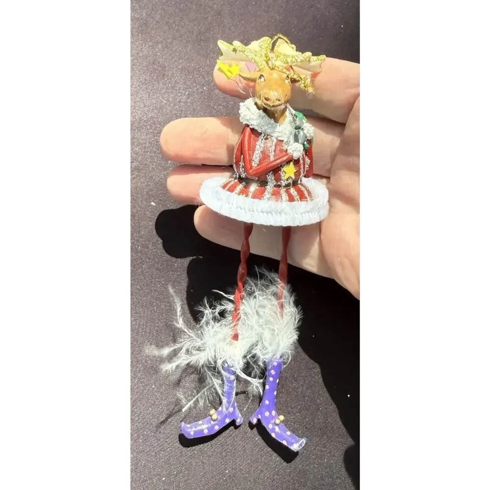 Vintage Katherines Collection Dangle Leg Reindeer Christmas Ornament Rare! -K2